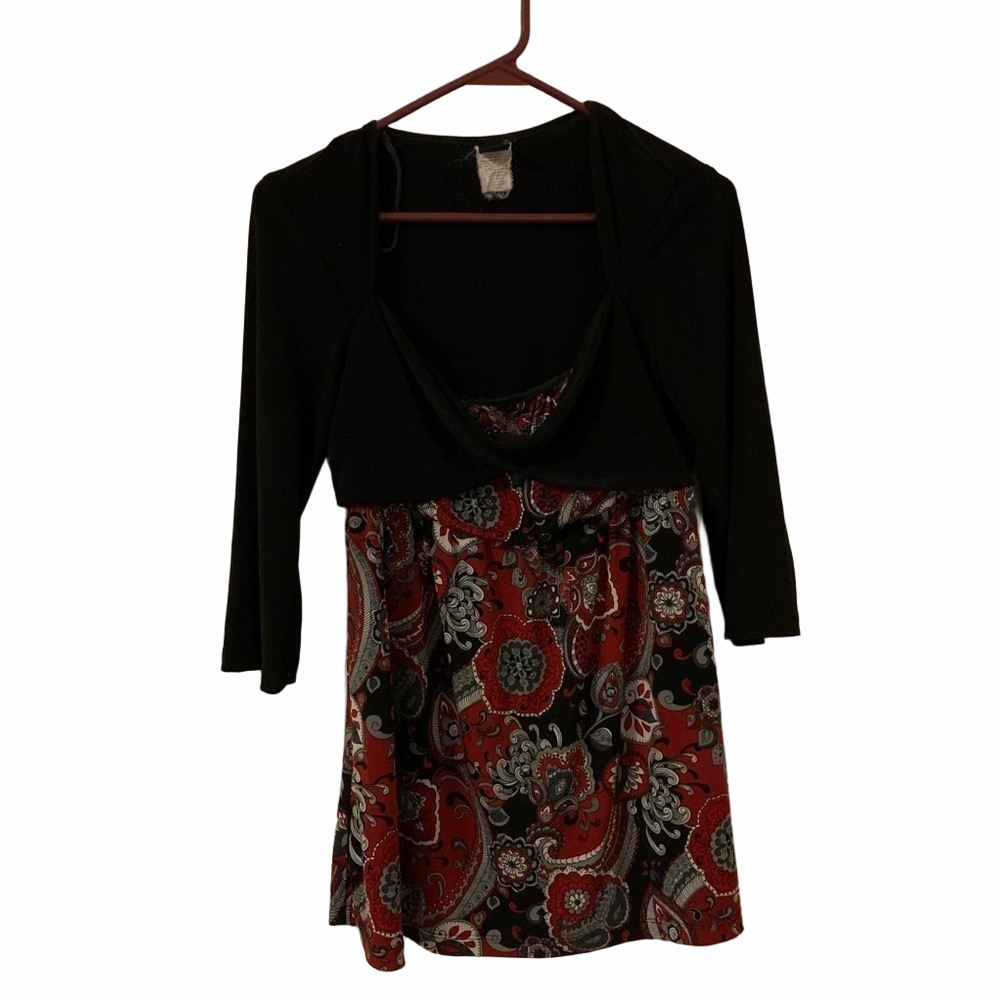 Body Central Red & Black Blouse Size Medium